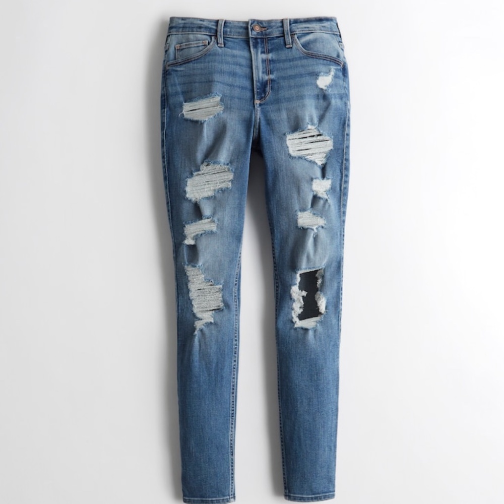 Curvy High-Rise Ripped Medium Wash Super Skinny Jeans 3s/w26L26